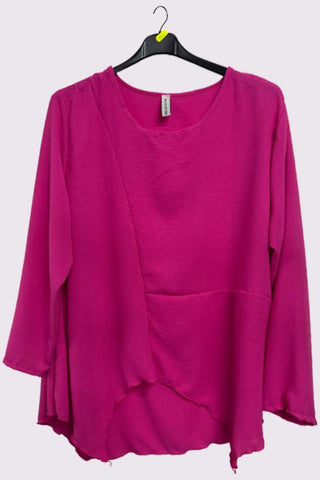 Plain Asymmetrical Oversized Top