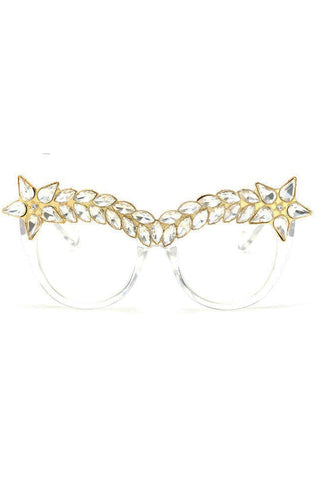 Star Diamante Retro Round Cat Eye Sunglasses
