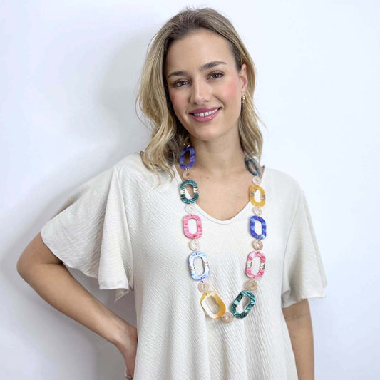 Hallow Ovals In Chain Necklace