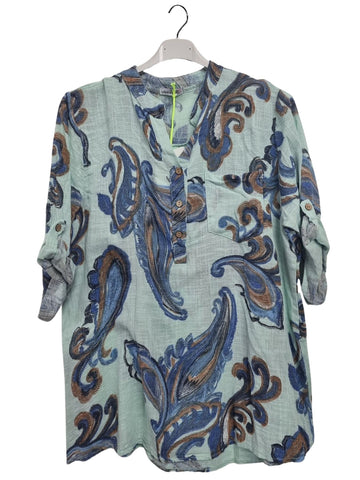 Paisley With Intricate Print Chest Pocket Tunic Cotton Top