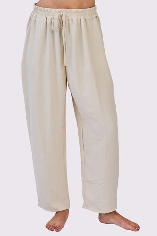 Plain Drawstring Waistband Pockets Trousers