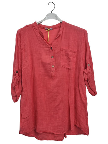 Plain Chest Pocket Tunic Cotton Top