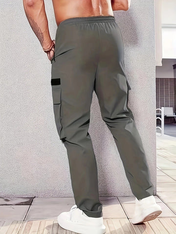 Men's Olive Green Cargo Pants – Straight-Leg, Zipper Pockets, Non-Stretch, Ideal for Spring & Fall Workwear