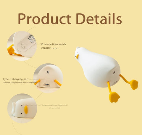 Quirky Duck-Shaped LED Night Lamp – Fun and Soothing Glow for Desk or Bedside