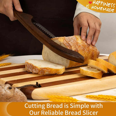 Wooden Bread Slicer for Homemade Bread,Bagels, Baguettes and More