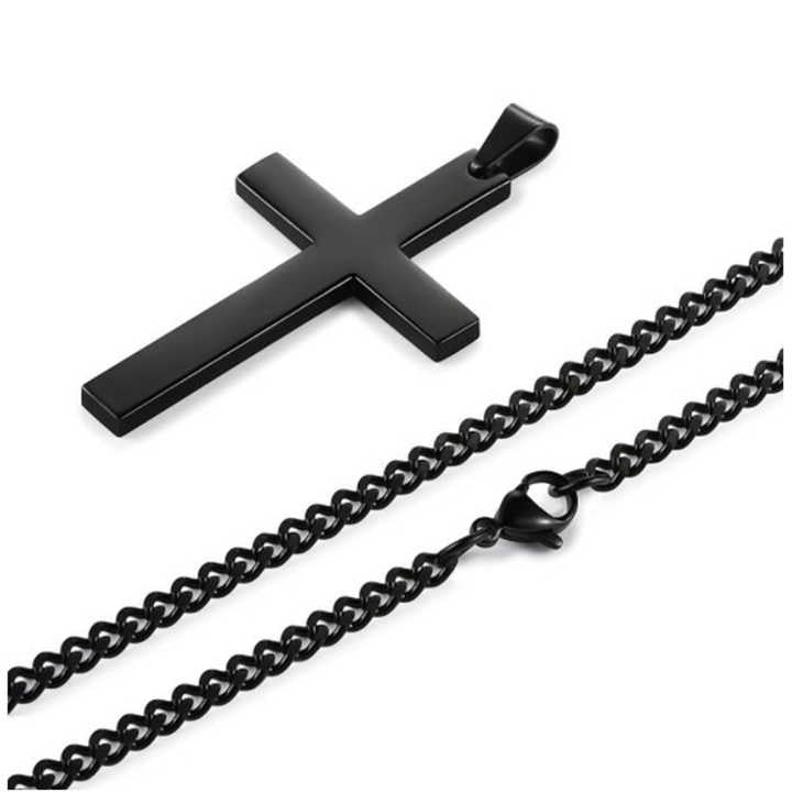 New Fashion Titanium Cross Pendant Necklace – Gold, Silver, Black Prayer Choker for Men, Stainless Steel Fine Jewelry
