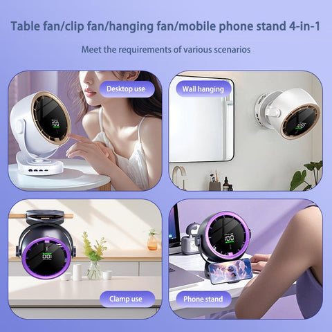 Portable Desk Fan with Adjustable Speed & Digital Display – Compact Air Circulator for Home & Office