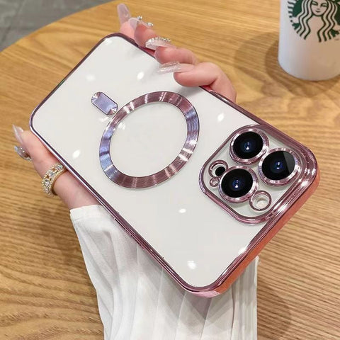 Luxury Clear Magnetic Case for iPhone 13,14,15,16 – MagSafe Compatible & Wireless Charging Support