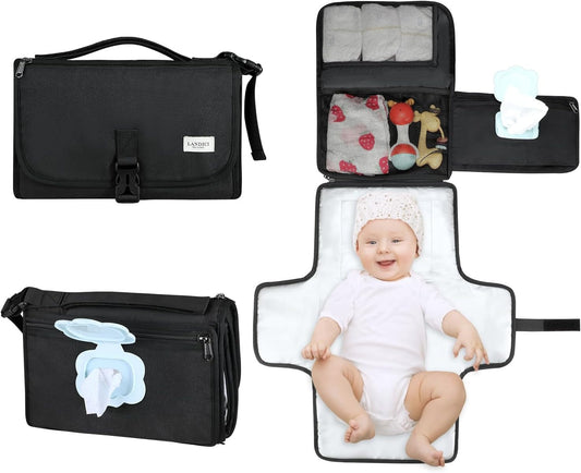 Portable Waterproof Changing Mat with Pillow – Foldable Diaper Pad for Travel