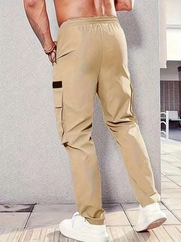 Men's Olive Green Cargo Pants – Straight-Leg, Zipper Pockets, Non-Stretch, Ideal for Spring & Fall Workwear