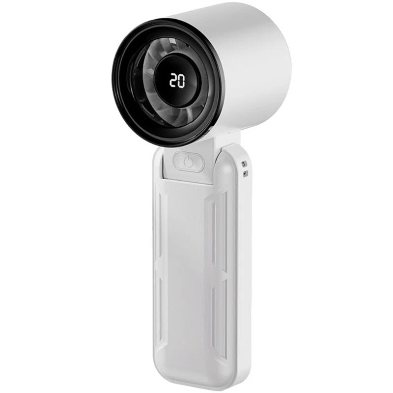 Portable Handheld Fan with Digital Display – Rechargeable & Adjustable Speed for Travel & Home