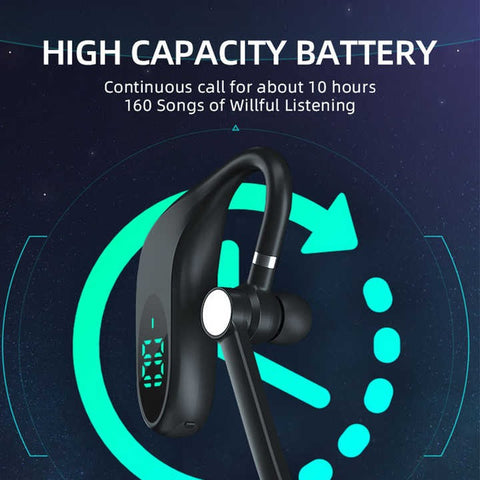 TL10 Bluetooth Headset – LCD Display, Noise Reduction Microphone, Ear Hook Design, 200mAh Battery