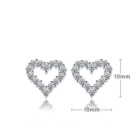 925 Sterling Silver Heart Stud Earrings – Sparkling Cubic Zirconia for Women