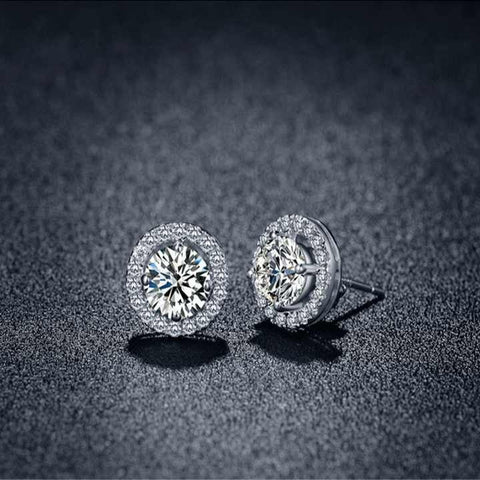 Cheap Round Full Pave Setting Stone Studs Eye Earrings – Fashion Jewelry