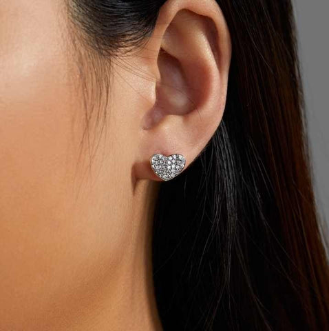 S925 Sterling Silver Heart Stud Earrings – Trendy Zircon Design for Women