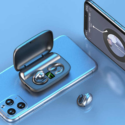 S19 Dual Ear Hook Type Headset – Non-In-Ear, Digital Display, Touch Control, Bluetooth 5.0 Stereo Earphones