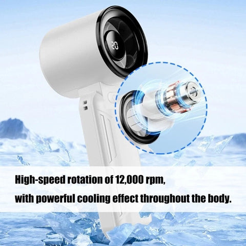 Portable Handheld Fan with Digital Display – Rechargeable & Adjustable Speed for Travel & Home
