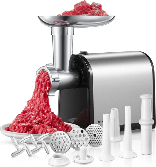 Electric Meat Grinder – 3-in-1 Stainless Steel Mincer with Sausage Stuffer & Kubbe Kit
