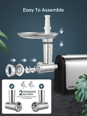 Electric Meat Grinder – 3-in-1 Stainless Steel Mincer with Sausage Stuffer & Kubbe Kit