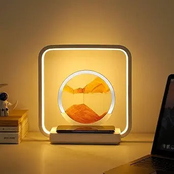 Modern LED Desk Lamp with Wireless Charger – Stylish Square Frame & Soft Ambient Lighting