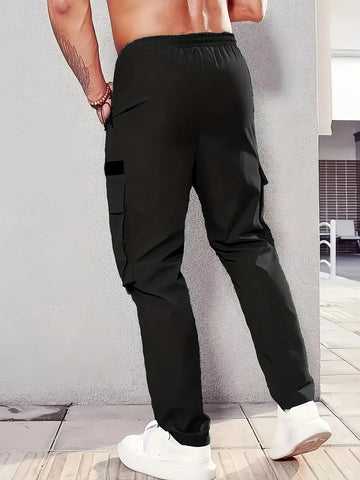 Men's Olive Green Cargo Pants – Straight-Leg, Zipper Pockets, Non-Stretch, Ideal for Spring & Fall Workwear
