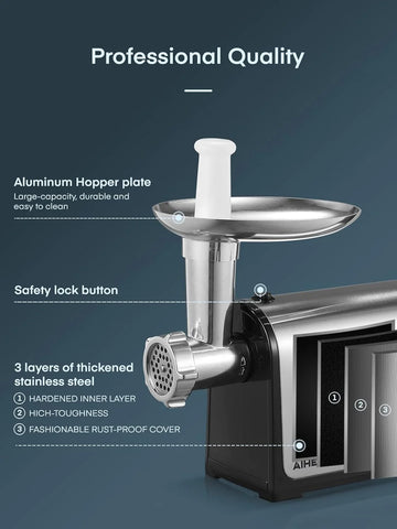 Electric Meat Grinder – 3-in-1 Stainless Steel Mincer with Sausage Stuffer & Kubbe Kit