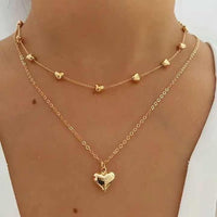 Customizable Gold Plated Heart Necklace – Hip Hop Style Fashion Jewelry for Women, Perfect for Anniversaries & Gifts