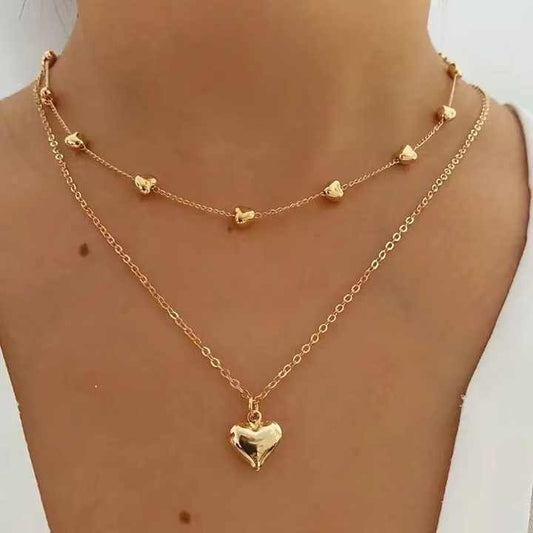 Customizable Gold Plated Heart Necklace – Hip Hop Style Fashion Jewelry for Women, Perfect for Anniversaries & Gifts