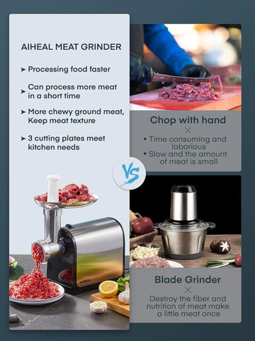 Electric Meat Grinder – 3-in-1 Stainless Steel Mincer with Sausage Stuffer & Kubbe Kit