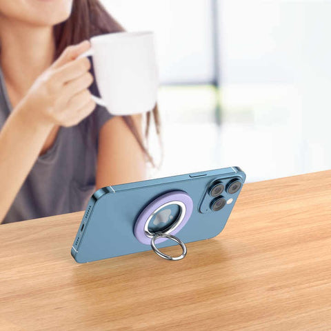 MagSafe-Compatible Magnetic Ring Holder – 360° Rotating Finger Grip with Detachable Dual-Sided Magnets
