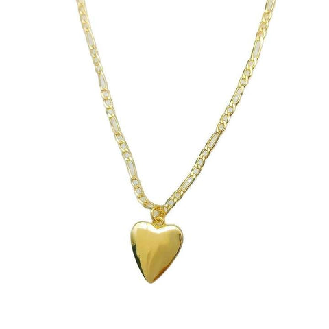 Polished Gold Plated Heart Pendant Necklace Fashion Jewelry for Women