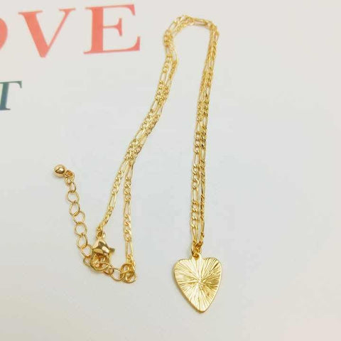 Polished Gold Plated Heart Pendant Necklace Fashion Jewelry for Women
