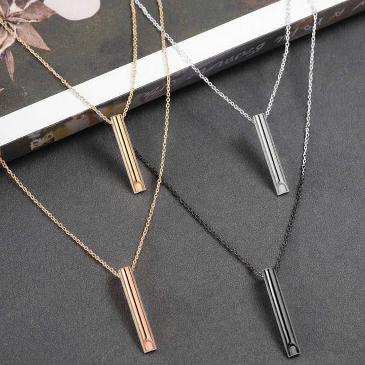 Women's Stainless Steel Whistle Necklace – Stress Relief & Mindful Breathing Jewelry Gift