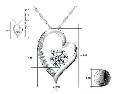 Sparkling Heart Pendant Necklace Available in White & Purple Crystal