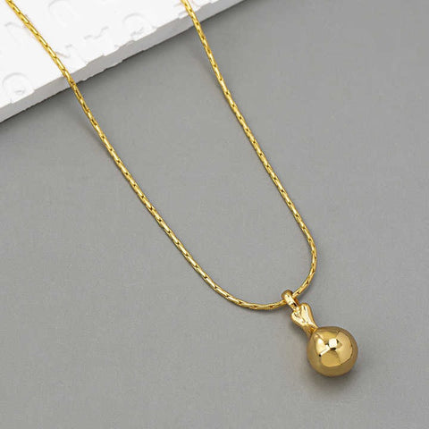 18K Gold Plated Geometric Pendant Necklace – Elegant Brass Chain Jewelry for Women & Girls