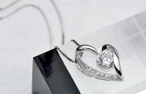 Sparkling Heart Pendant Necklace Available in White & Purple Crystal