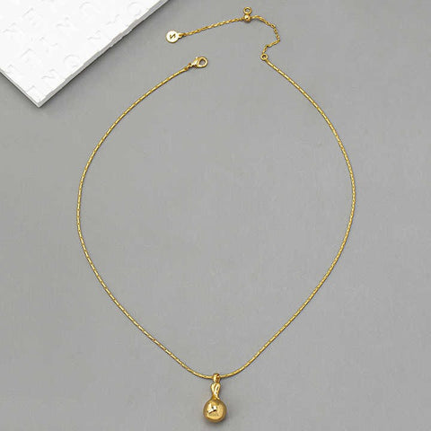 18K Gold Plated Geometric Pendant Necklace – Elegant Brass Chain Jewelry for Women & Girls