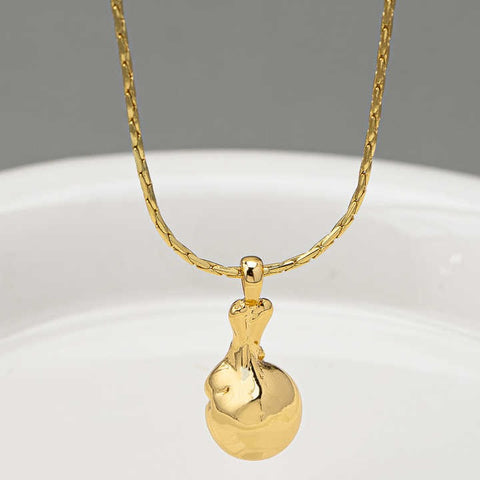 18K Gold Plated Geometric Pendant Necklace – Elegant Brass Chain Jewelry for Women & Girls