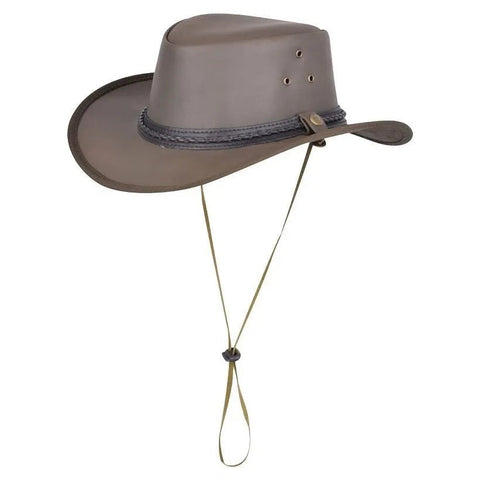 Classic Western Cowboy Hat – 100% Premium Leather with Chinstrap, Vintage Style