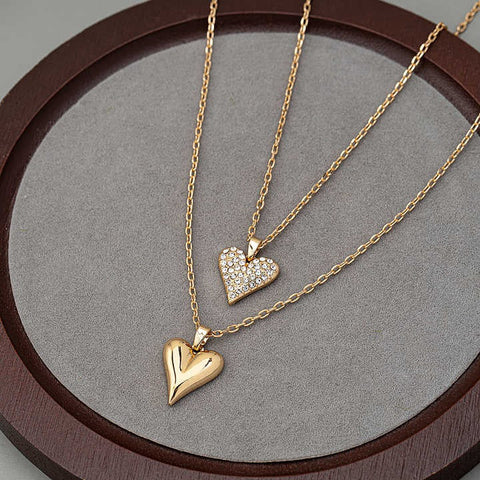 Elegant Gold Plated Heart Pendant Necklace – Trendy 2024 Fashion for Women & Girls