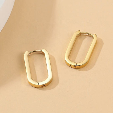 Stylish 18K Gold Plated Square Hoop Earrings