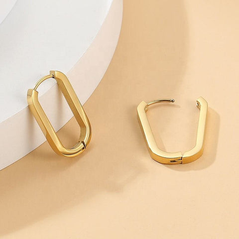 Stylish 18K Gold Plated Square Hoop Earrings