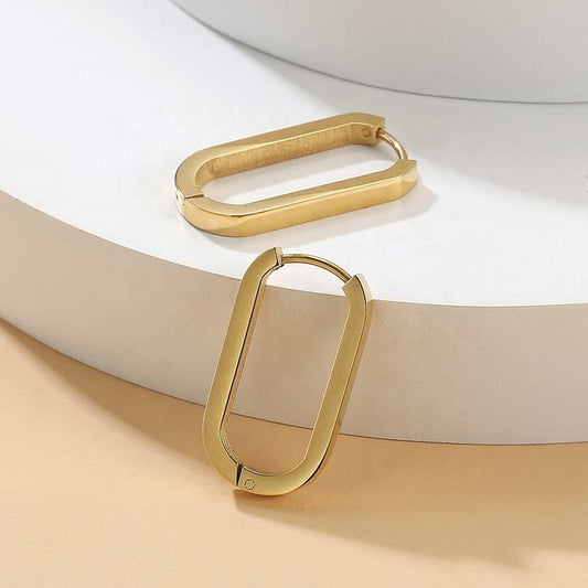Stylish 18K Gold Plated Square Hoop Earrings