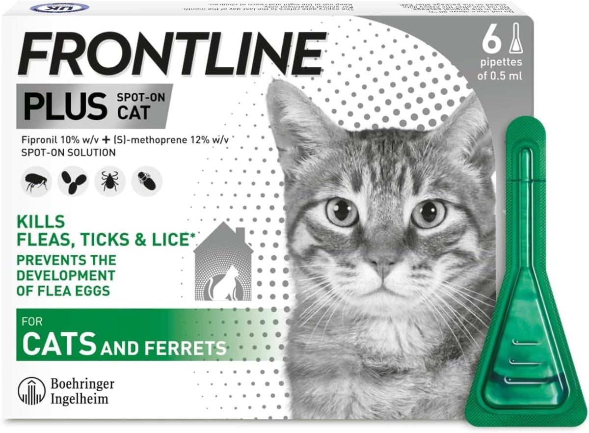 Frontline Plus Flea & Tick Treatment for Cats (6 Pipettes)