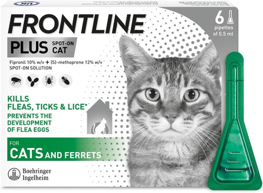 Frontline Plus Flea & Tick Treatment for Cats (6 Pipettes)