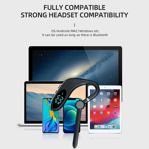TL10 Bluetooth Headset – LCD Display, Noise Reduction Microphone, Ear Hook Design, 200mAh Battery