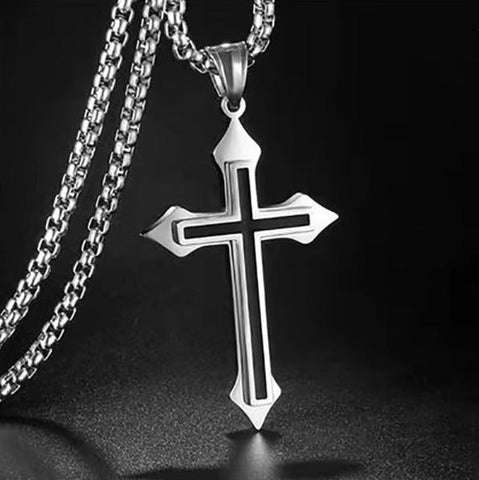 Hot Sale Cross Men's Titanium Steel Necklace – Fashion Pendant Stainless Steel Jewelry for Students & Couples