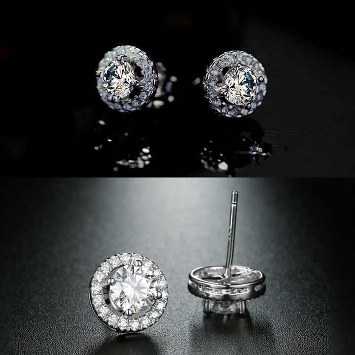 Cheap Round Full Pave Setting Stone Studs Eye Earrings – Fashion Jewelry