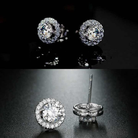 Cheap Round Full Pave Setting Stone Studs Eye Earrings – Fashion Jewelry