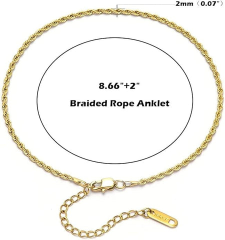 Delicate 18K Gold Plated Rope Chain Bracelet